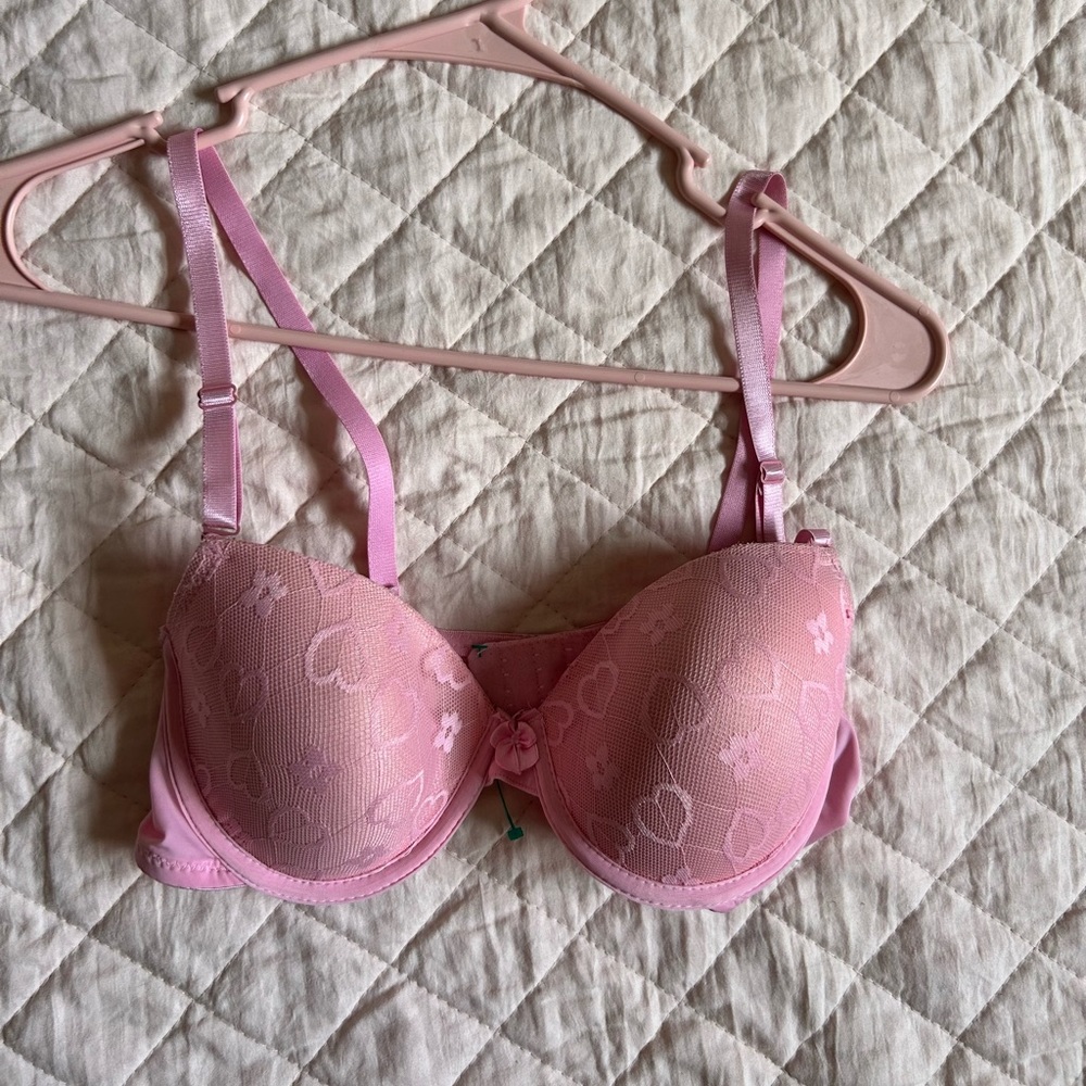 Pink laced bra